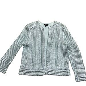 Metallic silver Worth New York  jacket Size P. Perfect condition and flawless!